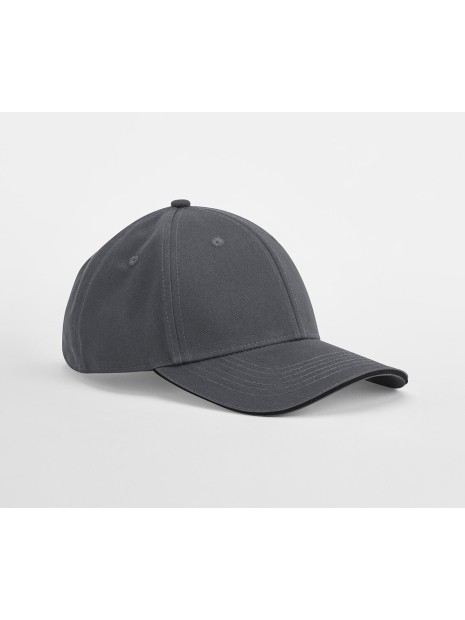 BEECHFIELD EARTHAWARE® CLASSIC ORGANIC COTTON 6 PANEL CAP - SANDWICH PEAK graphite/noir personnalisable