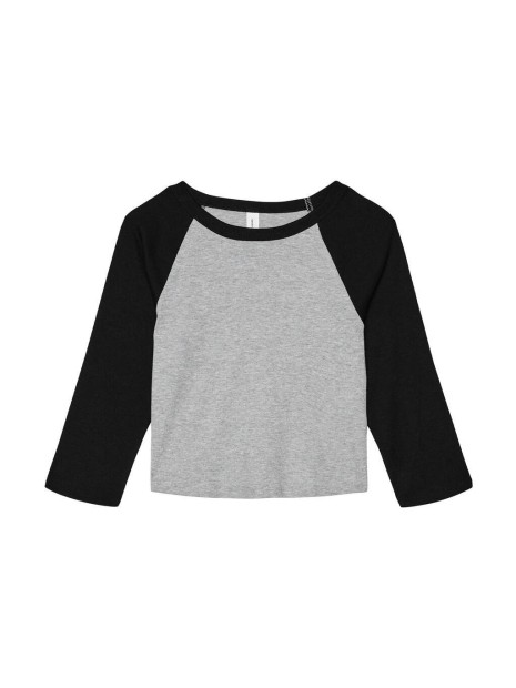 BELLA-CANVAS Women's Micro Rib 3/4 Raglan Baby Tee Athletic Heather/Black personnalisable