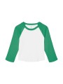 BELLA-CANVAS Women's Micro Rib 3/4 Raglan Baby Tee white / kelly personnalisable
