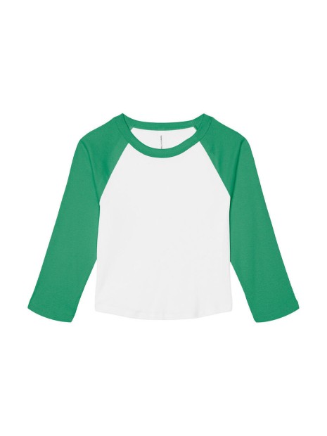 BELLA-CANVAS Women's Micro Rib 3/4 Raglan Baby Tee white / kelly personnalisable