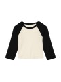 BELLA-CANVAS Women's Micro Rib 3/4 Raglan Baby Tee naturel/noir personnalisable