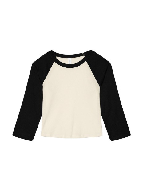 BELLA-CANVAS Women's Micro Rib 3/4 Raglan Baby Tee naturel/noir personnalisable