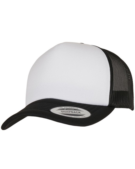 FLEXFIT Classic Curved Foam Trucker Cap – White Front Kappe personalisierbar