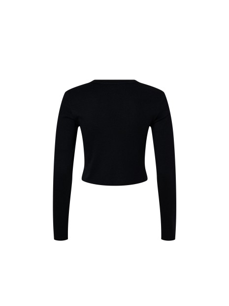 BELLA-CANVAS WOMEN'S MICRO RIB LONG SLEEVE BABY TEE solid black blend personnalisable