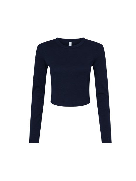 BELLA-CANVAS WOMEN'S MICRO RIB LONG SLEEVE BABY TEE solid navy blend personnalisable