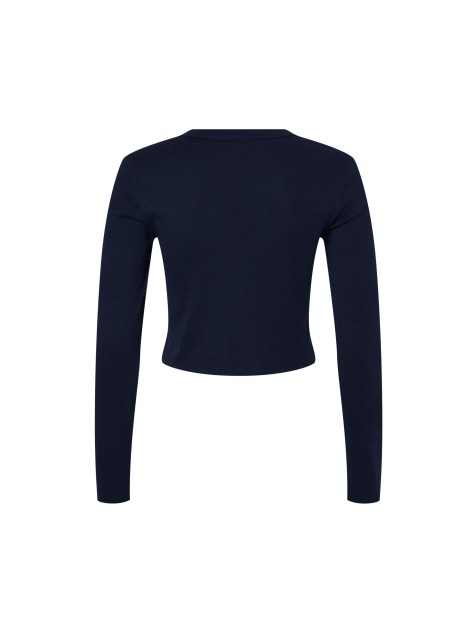 BELLA-CANVAS WOMEN'S MICRO RIB LONG SLEEVE BABY TEE solid navy blend personnalisable