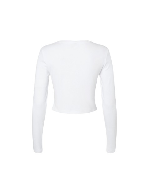 BELLA-CANVAS WOMEN'S MICRO RIB LONG SLEEVE BABY TEE solid white blend personnalisable