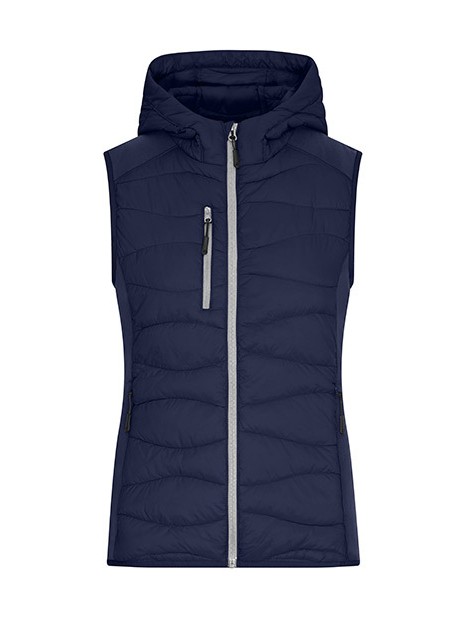 JAMES & NICHOLSON Ladies´ Hybrid Vest Bleu marine/ bleu marine personnalisable
