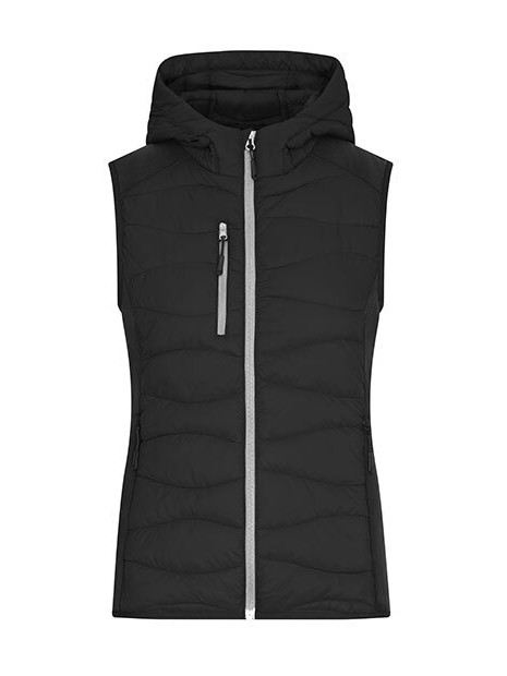 JAMES & NICHOLSON Ladies´ Hybrid Vest noir/noir personnalisable