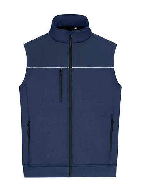 JAMES & NICHOLSON Hybrid Workwear Vest Bleu marine/ bleu marine personnalisable