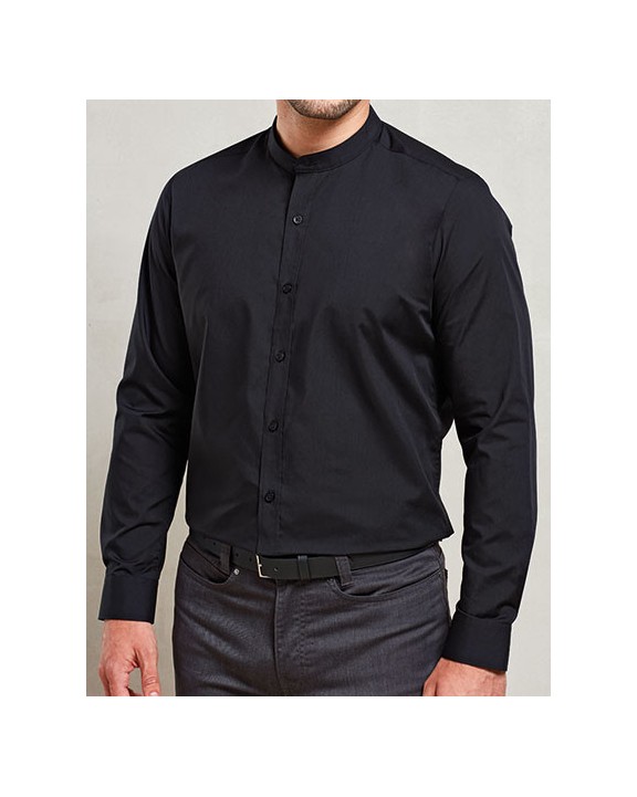 PREMIER Men´s Banded Collar Grandad Long Sleeve Shirt Hemd personalisierbar
