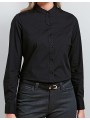 PREMIER Women´s Banded Collar Grandad Shirt noir personnalisable
