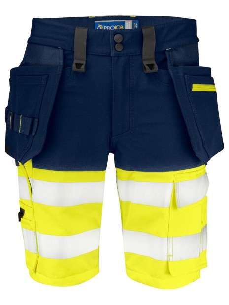 PROJOB 6580 SHORTS EN ISO 20471 CLASSE 1 jaune/bleu marine personnalisable