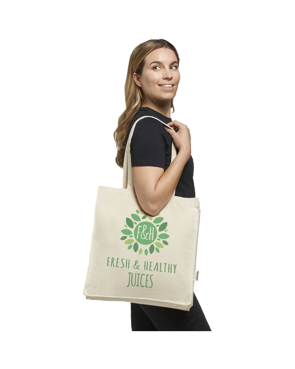Tote bag personnalisable 4DO Sac shopping Odessa recyclé de 220 gr/m²