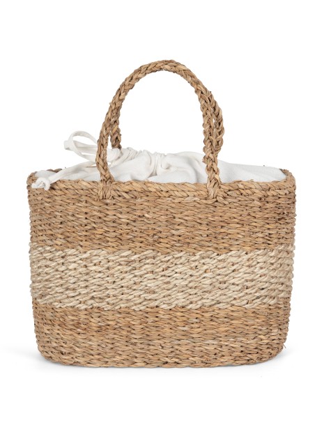 KIMOOD Sac panier en jute et jonc de mer striped seagrass natural / ecume personnalisable
