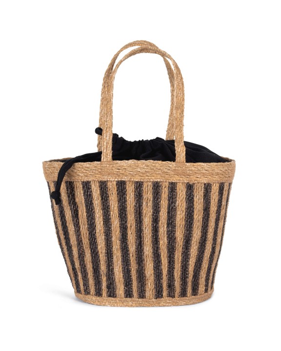 KIMOOD Gestreifte Korbtasche aus Seegras Tasche personalisierbar
