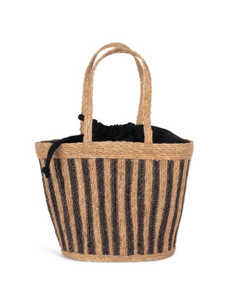 KIMOOD Sac panier rayé en jonc de mer  personnalisable