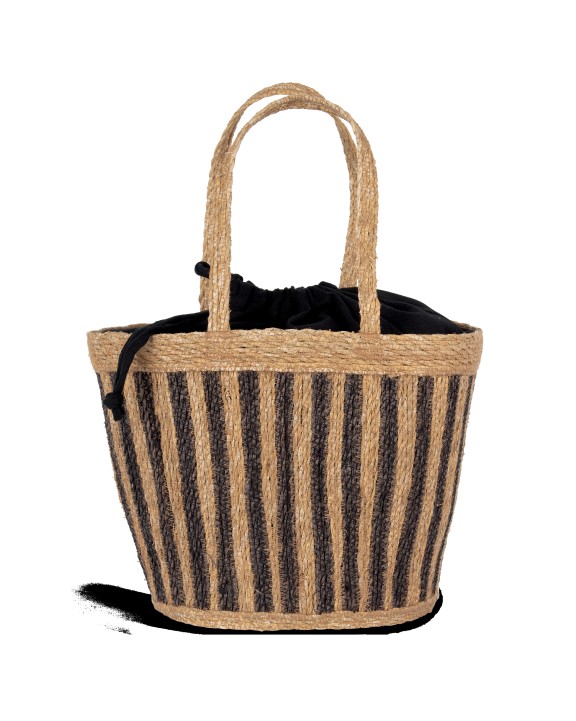 KIMOOD Gestreifte Korbtasche aus Seegras Tasche personalisierbar