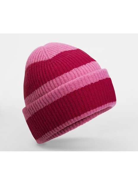 BEECHFIELD COLOUR BLOCK BEANIE true pink/classic red personnalisable
