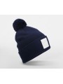 BEECHFIELD APPLIQUÉ PATCH POM BEANIE bleu oxford/blanc personnalisable