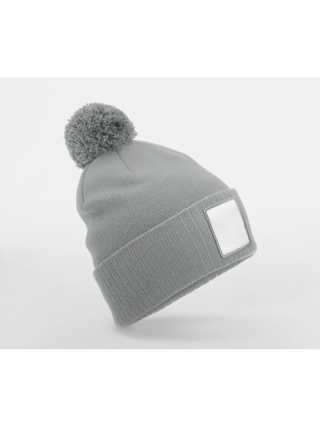 BEECHFIELD APPLIQUÉ PATCH POM BEANIE ash/white personnalisable