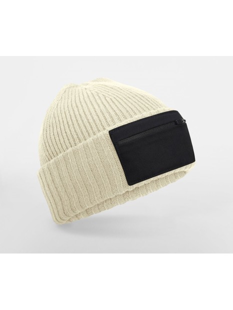 BEECHFIELD ZIP PATCH BEANIE sable/noir personnalisable