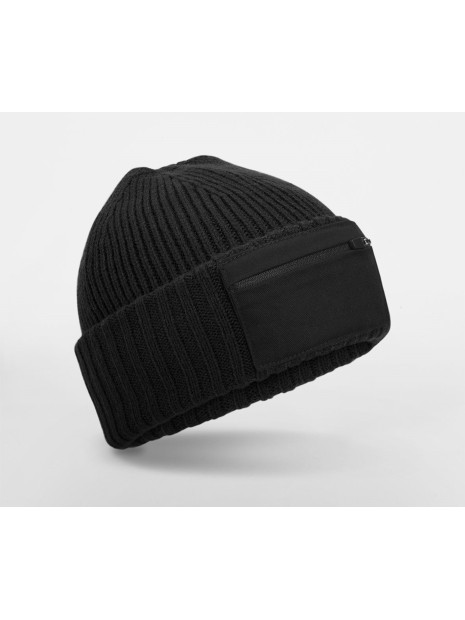BEECHFIELD ZIP PATCH BEANIE noir personnalisable