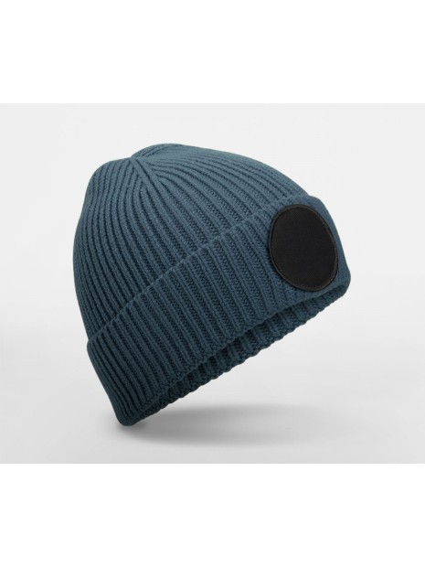 BEECHFIELD CIRCULAR FASHION PATCH BEANIE airforce blue / black personnalisable