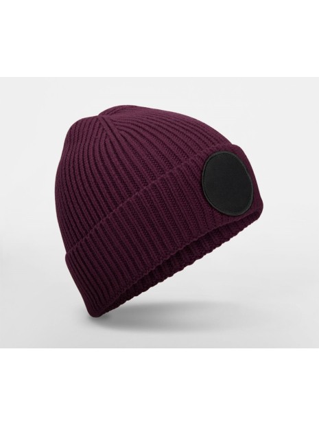 BEECHFIELD CIRCULAR FASHION PATCH BEANIE bordeaux/noir personnalisable