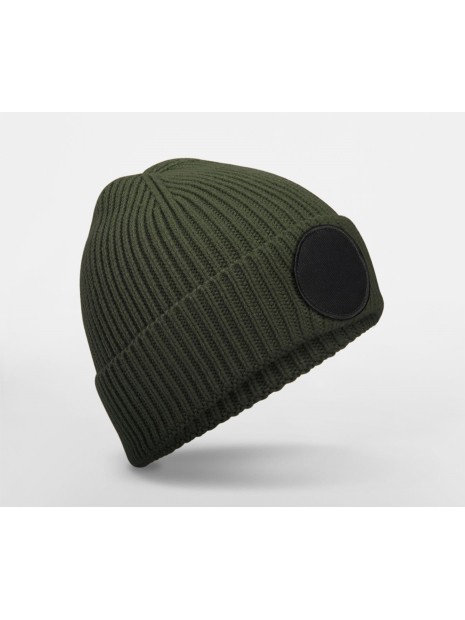 BEECHFIELD CIRCULAR FASHION PATCH BEANIE Olive Green/Black personnalisable
