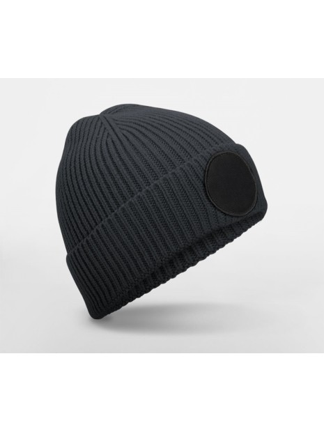 BEECHFIELD CIRCULAR FASHION PATCH BEANIE graphite/noir personnalisable