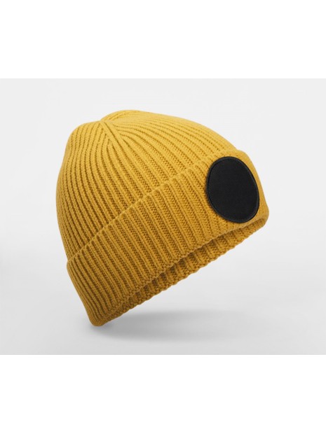 BEECHFIELD CIRCULAR FASHION PATCH BEANIE mustard/black personnalisable