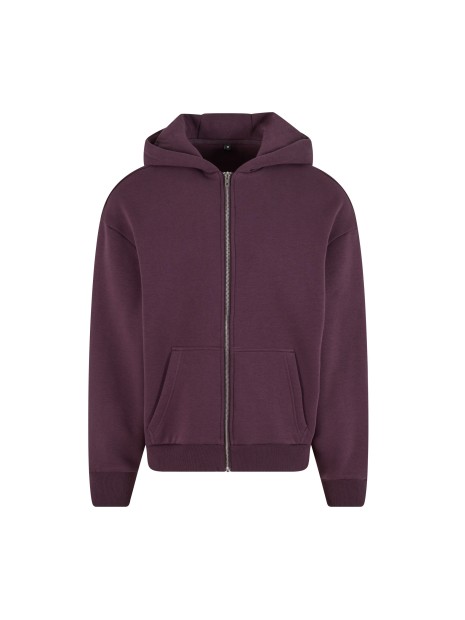 BUILD YOUR BRAND FLUFFY ZIP HOODY plum purple personnalisable