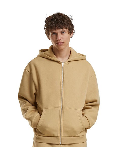 BUILD YOUR BRAND FLUFFY ZIP HOODY u. beige personnalisable
