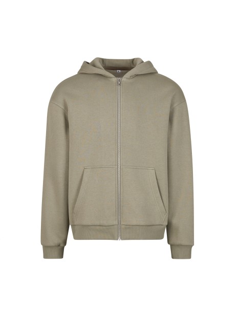 BUILD YOUR BRAND FLUFFY ZIP HOODY pale olive personnalisable