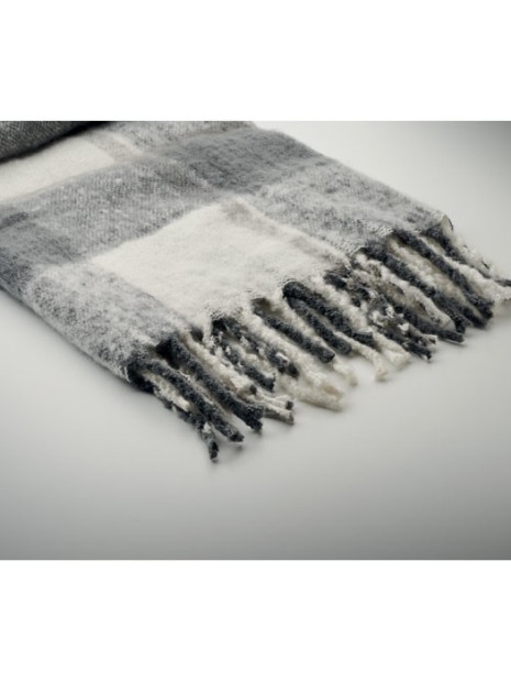 Plaids à personnaliser 4DO Couverture en mohair à carreaux gris