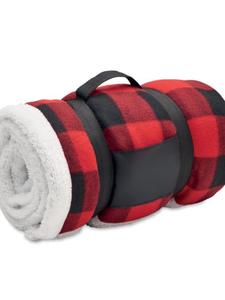 Plaids à personnaliser 4DO Couverture polaire sherpa RPET rouge