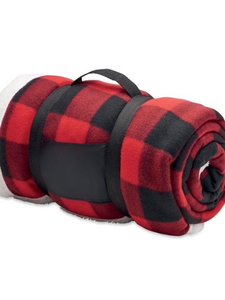 Plaids à personnaliser 4DO Couverture polaire sherpa RPET rouge