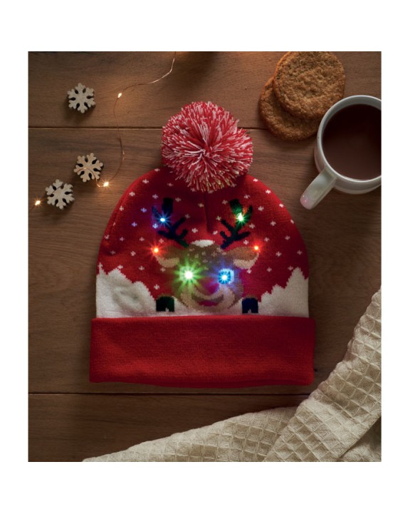 4DO Weihnachtliche Strickmütze LED Accessoire personalisierbar