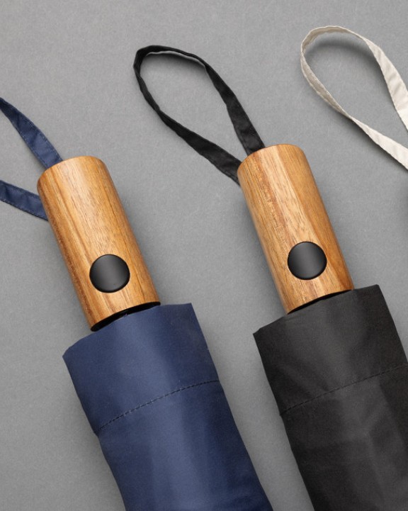 Parapluie personnalisable 4DO Mini parapluie 21" à ouverture auto en bois d'acacia Kaycey