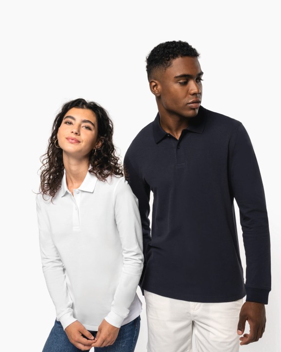 KARIBAN Damen Piqué-Polohemd lange Ärmel Bio180 Hemd personalisierbar
