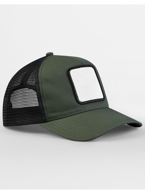 BEECHFIELD Casquette trucker 5 panneaux avec patch carré olive/noir personnalisable