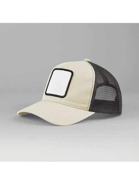 BEECHFIELD Casquette trucker 5 panneaux avec patch carré stone/shadow grey personnalisable