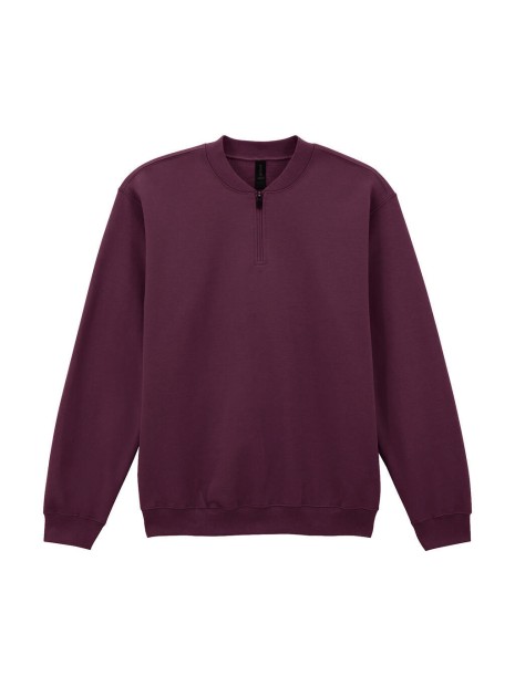 GILDAN Sweat-shirt en molleton 1/4 zip maroon personnalisable