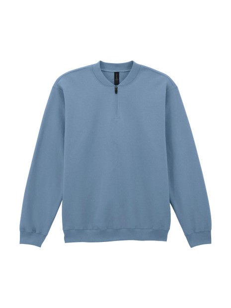 GILDAN Sweat-shirt en molleton 1/4 zip bleu pierre personnalisable
