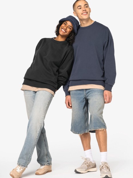 Sweat-shirts à personnaliser NATIVE SPIRIT Sweat-shirt écoresponsable à col rond délavé oversize unisexe 