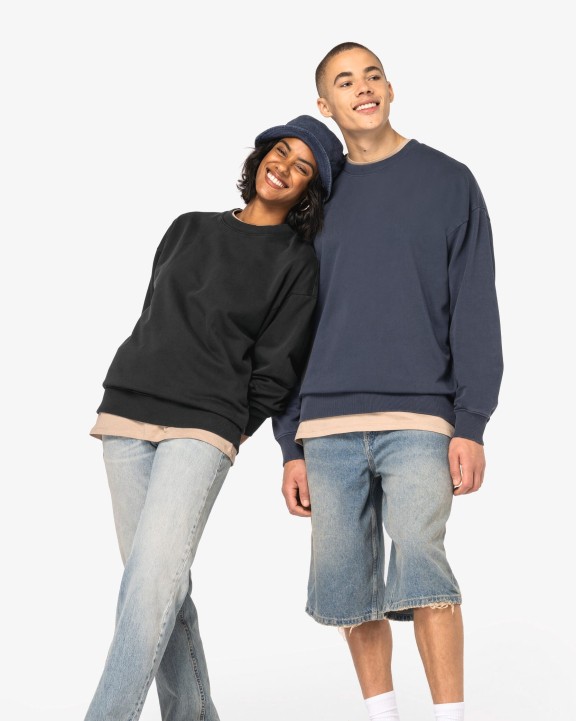 NATIVE SPIRIT Ausgewaschenes umweltfreundliches Oversize Unisex-Sweatshirt mit Rundhalsausschnitt Sweatshirt personalisierbar