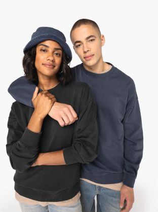 Sweat-shirt écoresponsable à col rond délavé oversize unisexe