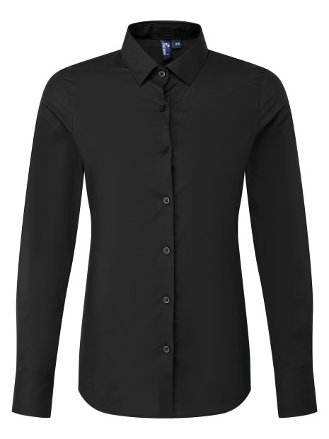 PREMIER Chemise popeline RECYCLIGHT à manches longues pour femme noir personnalisable