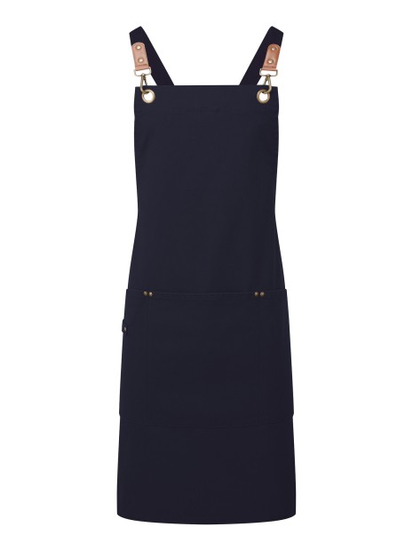 PREMIER Tablier bavette à bretelles croisées dans le dos CLIP 'N' CLASP bleu marine personnalisable
